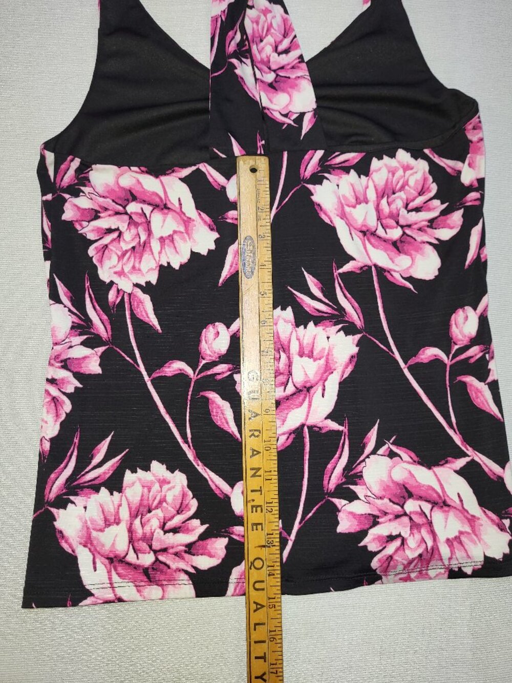 Ricki's Floral Tank Top Women's Small Black Pink Sleeveless V-Neck Blouse - Picture 5 of 12